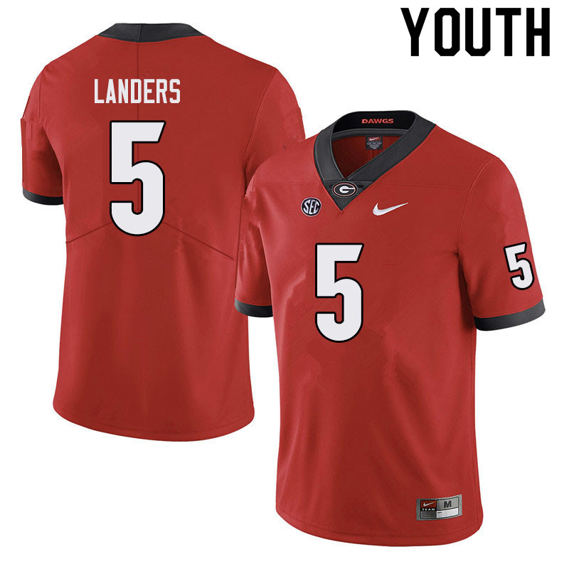 Youth #5 Matt Landers Georgia Bulldogs College Football Jerseys Sale-Black - Click Image to Close